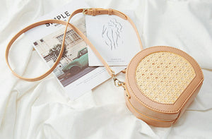Ana Leather Rattan Bag